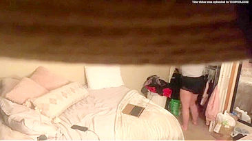 Chubby wife spied in bedroom - Hidden Cam