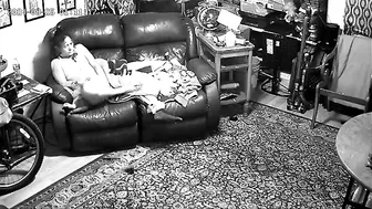 Dad Catches  on Hidden Cam as Horny Daughter Rubbing Her Pussy to Orgasm While Watching Porn