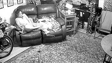 Dad Catches  on Hidden Cam as Horny Daughter Rubbing Her Pussy to Orgasm While Watching Porn