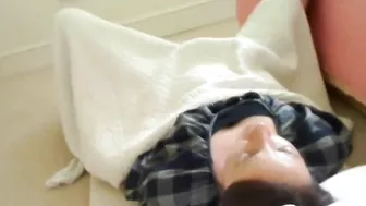 Big fat ass MILF almost got caught masturbating in couch