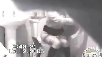 MILF in tight dress rubs her hairy pussy after the piss, but spy camera catch it all!