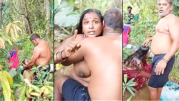 Leaked Desi MMs! A Tamil couple of lovers have sex in the jungle and are caught!