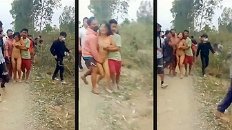 Two crying indian lady stripped naked and gang raped, Suspicion of witchcraft in Manipur!