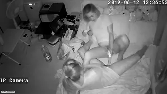 IPCAM is installed by mom, got caught   Lesbian twin sisters during sex!