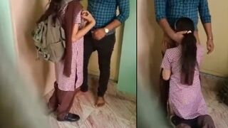 Hidden mobile recording mms, Desi school girl after classs sucks teacher's dick!