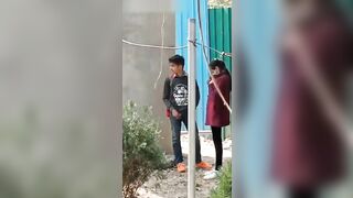 Leaked Desi MMS! Young Indian college couple caught doing sex outdoor