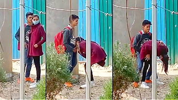 Leaked Desi MMS! Young Indian college couple caught doing sex outdoor