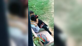 Leaked Desi MMS! A young student and a tutor were caught having sex outdoors!