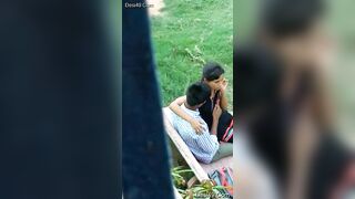 Leaked Desi MMS! A young student and a tutor were caught having sex outdoors!