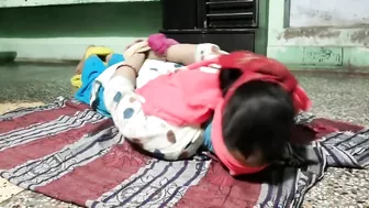 A busty Indian whore in a sari was tied up and gagged!