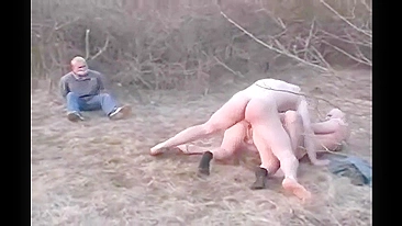 Hillbillies wife with big tits gangraped in woods and husband tied