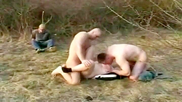 Hillbillies wife with big tits gangraped in woods and husband tied