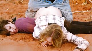 Wife's sister pressed into the dirt and ass fucked hard while cuckquean wife gets nothing!