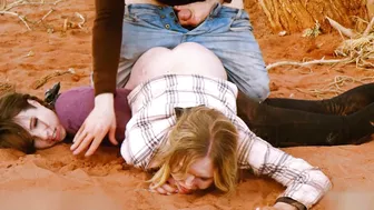 Wife's sister pressed into the dirt and ass fucked hard while cuckquean wife gets nothing!