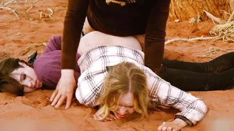 Wife's sister pressed into the dirt and ass fucked hard while cuckquean wife gets nothing!