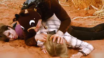 Wife's sister pressed into the dirt and ass fucked hard while cuckquean wife gets nothing!