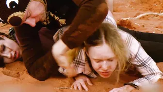 Wife's sister pressed into the dirt and ass fucked hard while cuckquean wife gets nothing!