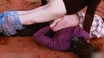 Wife's sister pressed into the dirt and ass fucked hard while cuckquean wife gets nothing!