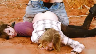 Wife's sister pressed into the dirt and ass fucked hard while cuckquean wife gets nothing!