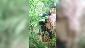 A local guy is spying on an Indian college couple having sex in the jungle!