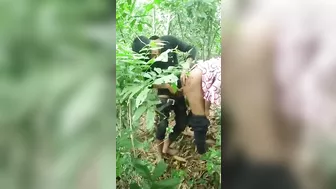 A local guy is spying on an Indian college couple having sex in the jungle!