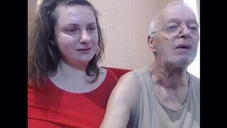 Horny fucking bitch give blowjob by her old grandfather in a twisted taboo movie