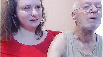 Horny fucking bitch give blowjob by her old grandfather in a twisted taboo movie