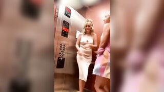 Caught on camera, my wife and her best friend are having lesbian sex in the elevator