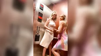 Caught on camera, my wife and her best friend are having lesbian sex in the elevator