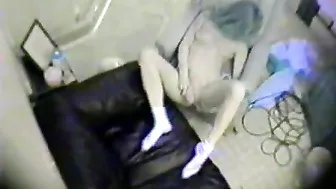 Hot MOM masturbates and cums big in the living room watching porn