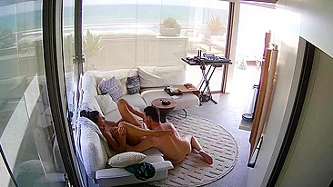 Wife catches husband fucked up with another woman in a beach house her father