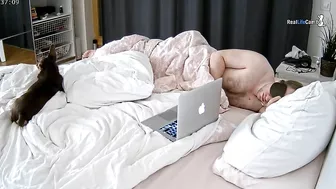 Camera Set up in Lounge Films My Wife Masturbating with Her Laptop