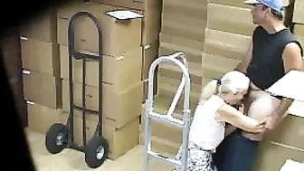 Naughty co-worker kneels in front of me and gives me a passionate blowjob!