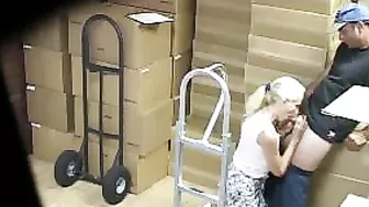 Naughty co-worker kneels in front of me and gives me a passionate blowjob!