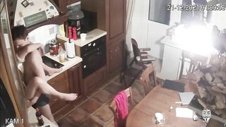 Security camera in our house caught my boyfriend fucking my mom in the kitchen!