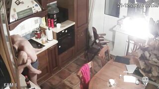 Security camera in our house caught my boyfriend fucking my mom in the kitchen!