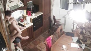 Security camera in our house caught my boyfriend fucking my mom in the kitchen!