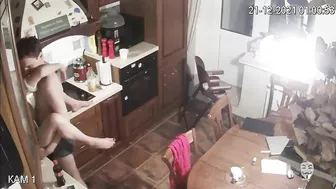 Security camera in our house caught my boyfriend fucking my mom in the kitchen!