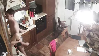 Security camera in our house caught my boyfriend fucking my mom in the kitchen!