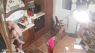 Security camera in our house caught my boyfriend fucking my mom in the kitchen!