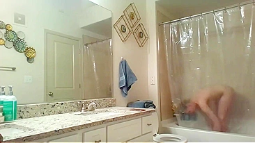 Athletic Sister Caught Pleasuring Herself with Shower Head on Hidden Cam