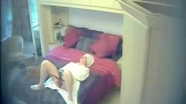 Covert Bedroom Cam Reveals His Nasty Mom Stroking Her Soaked Slit, Moaning in Raw Ecstasy!