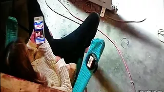 Wife Caught Masturbating to Lesbian Porn Again, Dripping Wet and Cumming Hard