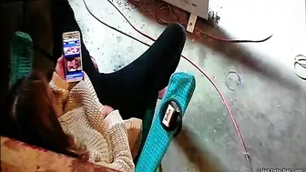 Wife Caught Masturbating to Lesbian Porn Again, Dripping Wet and Cumming Hard