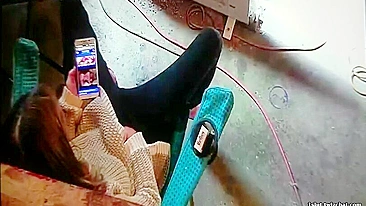 Wife Caught Masturbating to Lesbian Porn Again, Dripping Wet and Cumming Hard