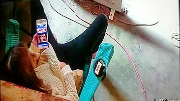 Wife Caught Masturbating to Lesbian Porn Again, Dripping Wet and Cumming Hard