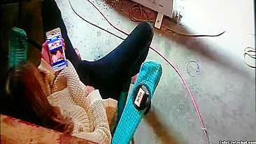 Wife Caught Masturbating to Lesbian Porn Again, Dripping Wet and Cumming Hard