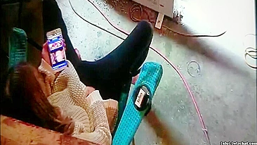 Wife Caught Masturbating to Lesbian Porn Again, Dripping Wet and Cumming Hard