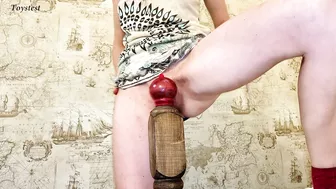 Lustful Wife, Starved for Dick, Slams Bed Post Hard into Her Dripping Twat and Asshole!