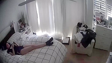 Hidden Camera Reveals My Slutty Daughter Furiously Fingering Her Dripping Pussy at Night!